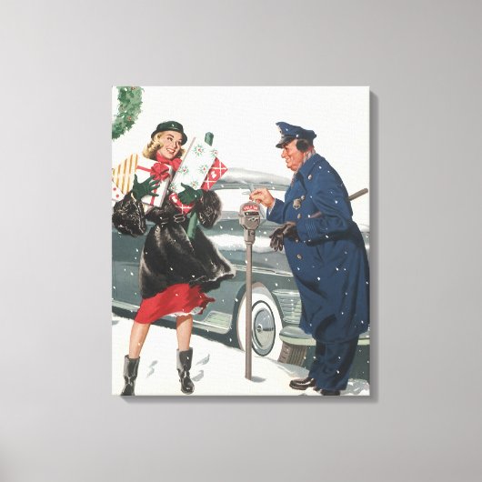 Kerstmis, winkelende Cadeaus politieman Canvas Afdruk (Voorkant)