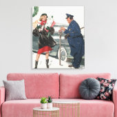 Kerstmis, winkelende Cadeaus politieman Canvas Afdruk (Insitu (Woonkamer))