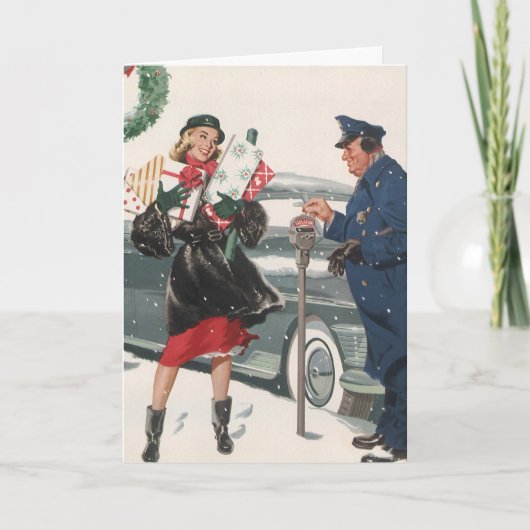 Kerstmis, winkelende Cadeaus politieman Feestdagen Kaart (Voorkant)