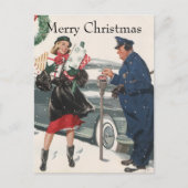 Kerstmis, winkelende Cadeaus politieman Feestdagenkaart (Voorkant)