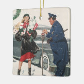 Kerstmis, winkelende Cadeaus politieman Keramisch Ornament (Links)