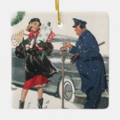 Kerstmis, winkelende Cadeaus politieman Keramisch Ornament (Voorkant)