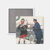 Kerstmis, winkelende Cadeaus politieman Magneet (Voorkant / Achterkant)