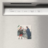 Kerstmis, winkelende Cadeaus politieman Magneet (Insitu (Vaatwasser))