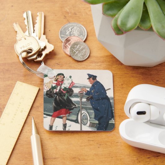 Kerstmis, winkelende Cadeaus politieman Sleutelhanger (Bureau)