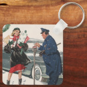 Kerstmis, winkelende Cadeaus politieman Sleutelhanger (Achterkant)