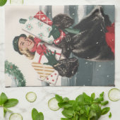 Kerstmis, winkelende Cadeaus politieman Theedoek (Gevouwen)