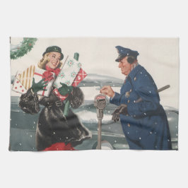 Kerstmis, winkelende Cadeaus politieman Theedoek