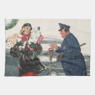 Kerstmis, winkelende Cadeaus politieman Theedoek