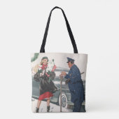 Kerstmis, winkelende Cadeaus politieman Tote Bag (Achterkant)