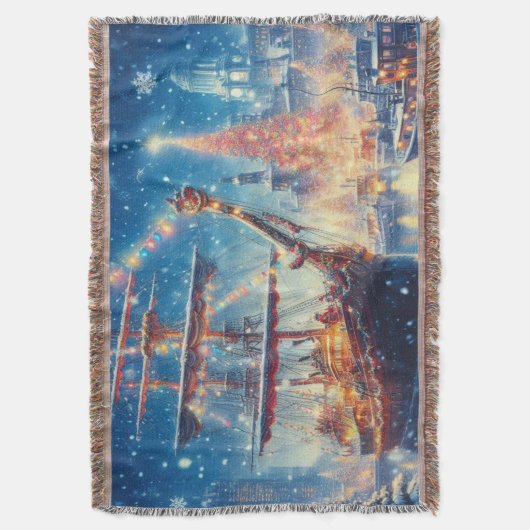 Kerstmis/Winter aangemeerd schip Deken (Voorkant Verticaal)