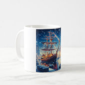 Kerstmis/Winter aangemeerd schip Koffiemok (Voorkant links)