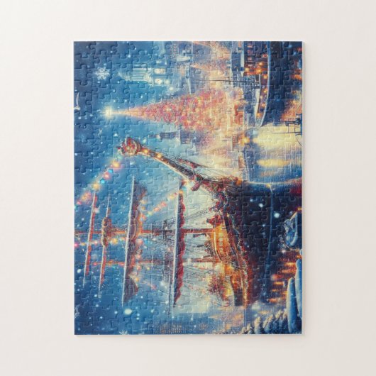 Kerstmis/Winter aangemeerd schip Legpuzzel (Verticaal)