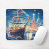 Kerstmis/Winter aangemeerd schip Muismat (Met muis)
