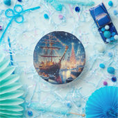 Kerstmis/Winter aangemeerd schip Papieren Kommen (Feest)