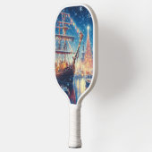 Kerstmis/Winter aangemeerd schip Pickleball Paddle (Links)
