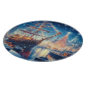 Kerstmis/Winter aangemeerd schip Snijplank (Hoek)