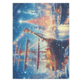 Kerstmis/Winter aangemeerd schip Tafelkleed (Voorkant)