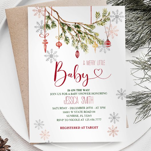 Kerstmis Winter Baby shower. Kaart