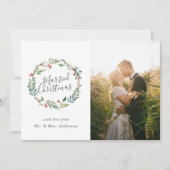 Kerstmis Winter bessen krans getrouwd Kerstmis Feestdagenkaart (Voorkant)