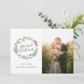 Kerstmis Winter bessen krans getrouwd Kerstmis Feestdagenkaart (Staand voorkant)