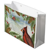 Kerstmis: Winter Bird Holiday Gift Bag Large Cadeautasje (Voorkant Gekanteld)