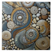 Kerstmis Winter Blauw Beige Cirkel Patroon Tegeltje (Voorkant)