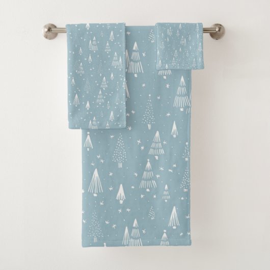 Kerstmis, Winter, Blauw, Custom Bad Handdoek (Insitu)