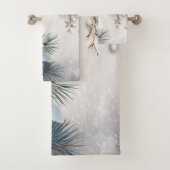 Kerstmis, winter, blauw, dennenappels Sneeuwvlokke Bad Handdoek (Insitu)