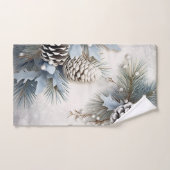 Kerstmis, winter, blauw, dennenappels Sneeuwvlokke Bad Handdoek (Handdoek)