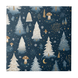 Kerstmis Winter Bos Dennenboom Patroon Tegeltje