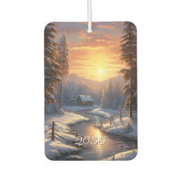 Kerstmis Winter Bos Rivier Zonsopgang Luchtverfrisser