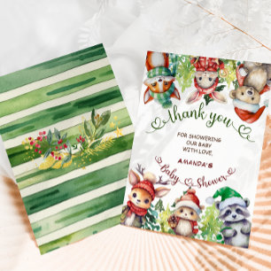 Kerstmis Winter Bosdieren Baby Shower Bedankkaart