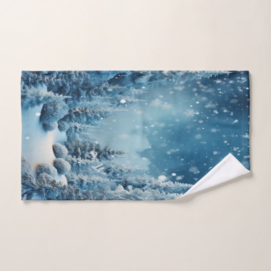 Kerstmis Winter Dennenboom Bos Sneeuwen Bad Handdoek (Handdoek)