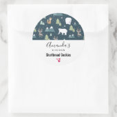 Kerstmis Winter Dieren Rustieke Patroon Keuken Ronde Sticker (Tas)