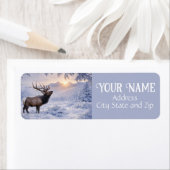 Kerstmis Winter Eland Mooie Retouradres Etiket (Insitu)