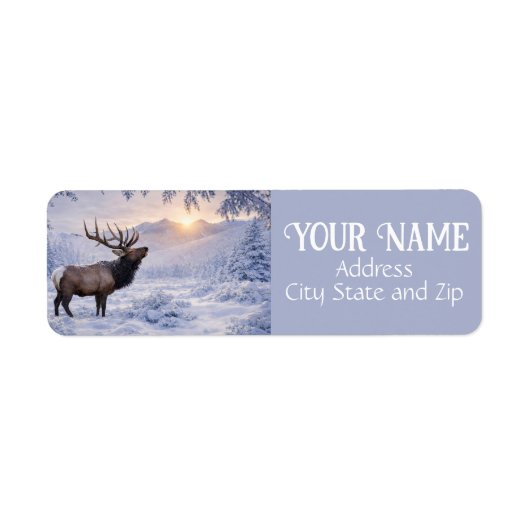 Kerstmis Winter Eland Mooie Retouradres Etiket (Voorkant)