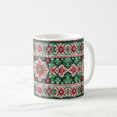 Kerstmis/Winter fair isle rood & groen Koffiemok (Voorkant rechts)