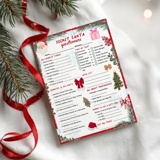Kerstmis Winter Geheime Kerstman Vragenlijst Flyer
