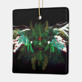 Kerstmis Winter Groene Man Keramisch Ornament (Links)