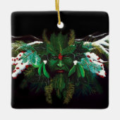 Kerstmis Winter Groene Man Keramisch Ornament (Voorkant)