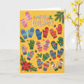 Kerstmis Winter Handschoenen Kaart (Gele Bloem)