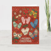 Kerstmis Winter Handschoenen Kaart (Voorkant)