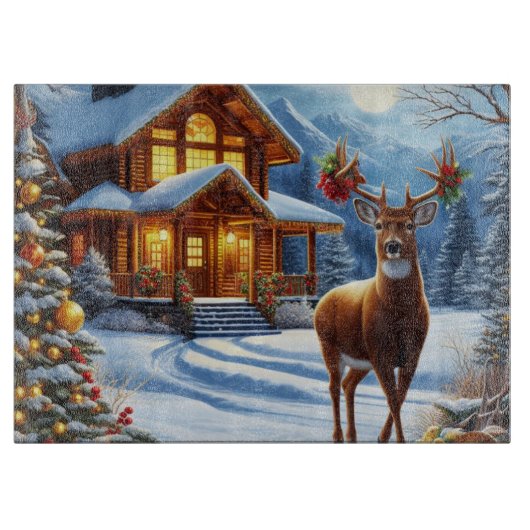 Kerstmis/Winter Hertenkamp Snijplank (Voorkant)