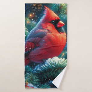 Kerstmis/winter kardinaal badhanddoek