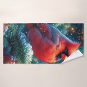 Kerstmis/winter kardinaal badhanddoek (Badhanddoek)