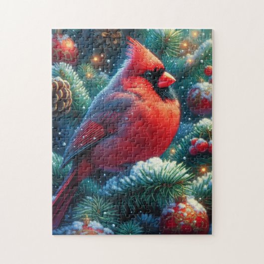 Kerstmis/winter Kardinaal Legpuzzel (Verticaal)