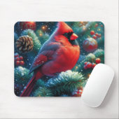 Kerstmis/winter kardinaal muismat (Met muis)