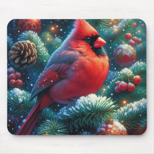 Kerstmis/winter kardinaal muismat (Voorkant)
