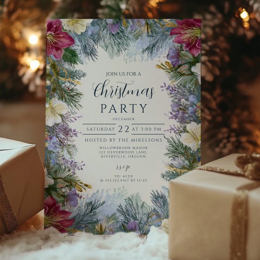 Kerstmis Winter Lavendel Bloesems Kaart